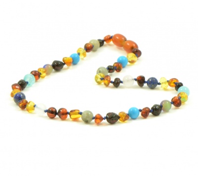 Midnight Treasures Amber and Semi Precious Stones Necklace